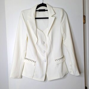 NWOT Akira White Rhinestone Embellished Blazer Top